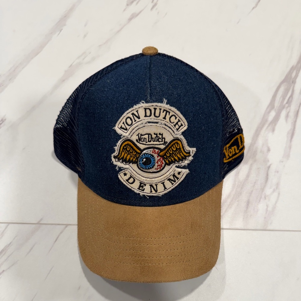 Von Dutch Blue and Tan Trucker Hat